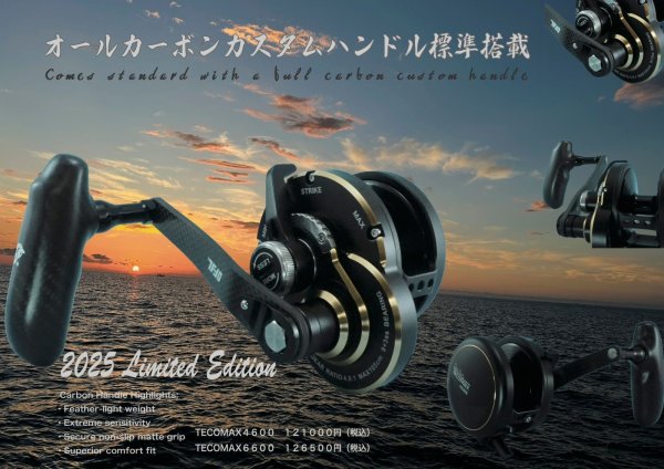 画像1: オーシャンフリークス/ TECOMAX 6600 限定マットブラック＆カーボンハンドルセット(右ハンドル) (1)